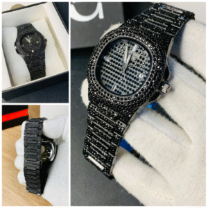 Black Stone Stainless Steel Watch with Box Men's Fashion