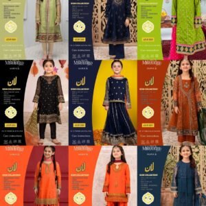 Elegant Eid Edition – Maria B. 3-Piece Embroidered Kids Suit 2025