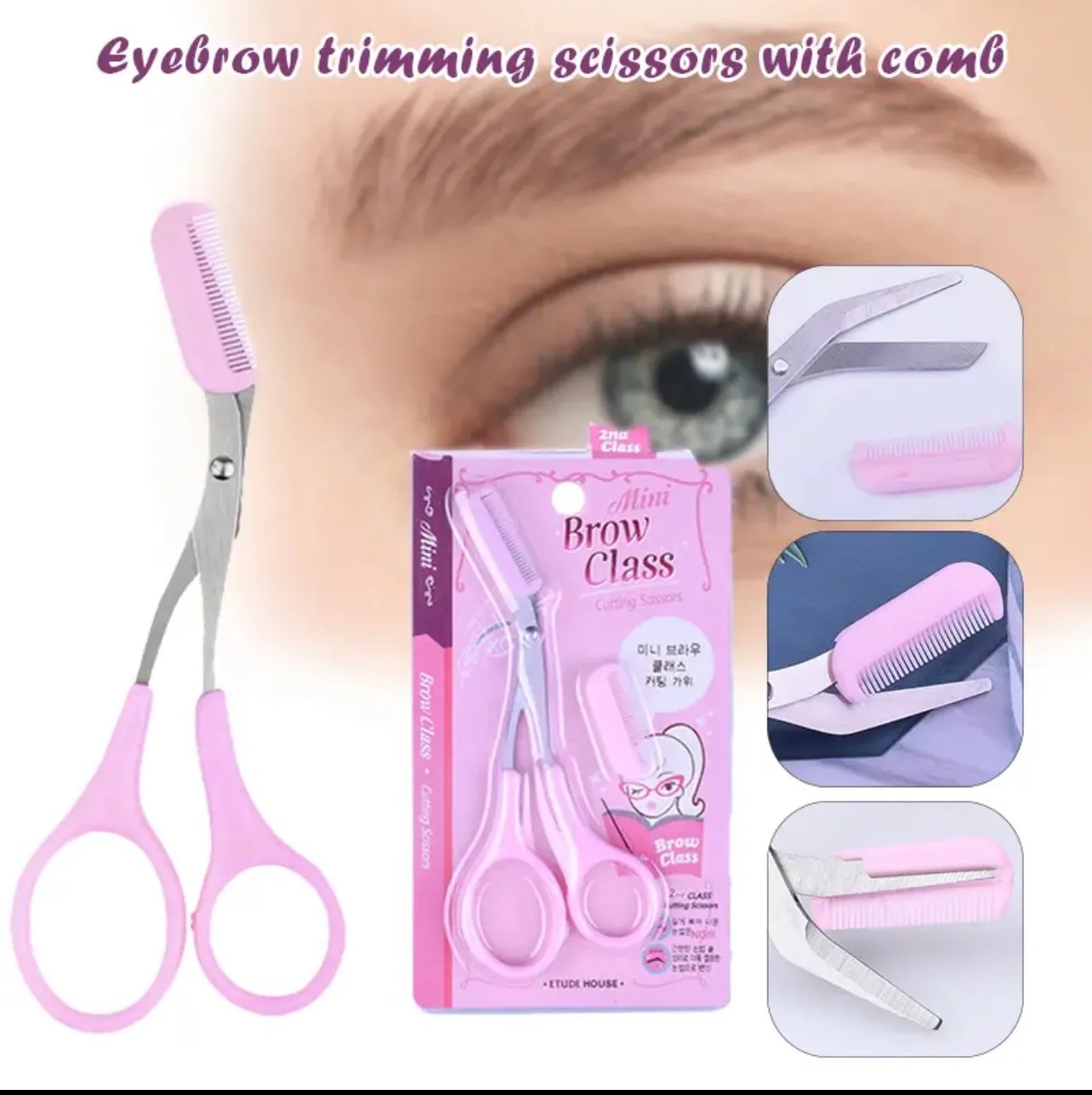 Precision Eyebrow Scissors with Built-In Comb for Easy Shaping & Trimming - Image 2