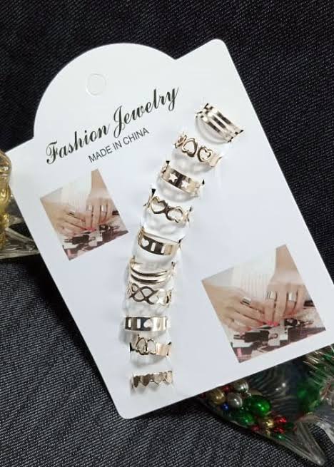 10 Pcs Fashion Alloy Rings Set for Women & Girls | Adjustable Stackable Jewelry Collection - Image 2