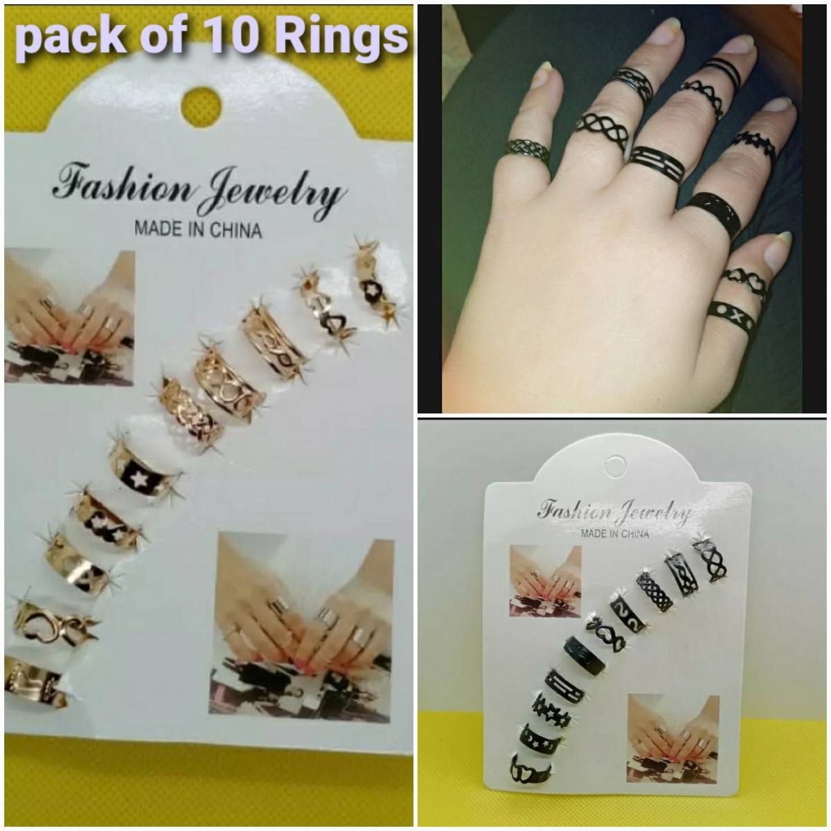 10 Pcs Fashion Alloy Rings Set for Women & Girls | Adjustable Stackable Jewelry Collection - Image 6