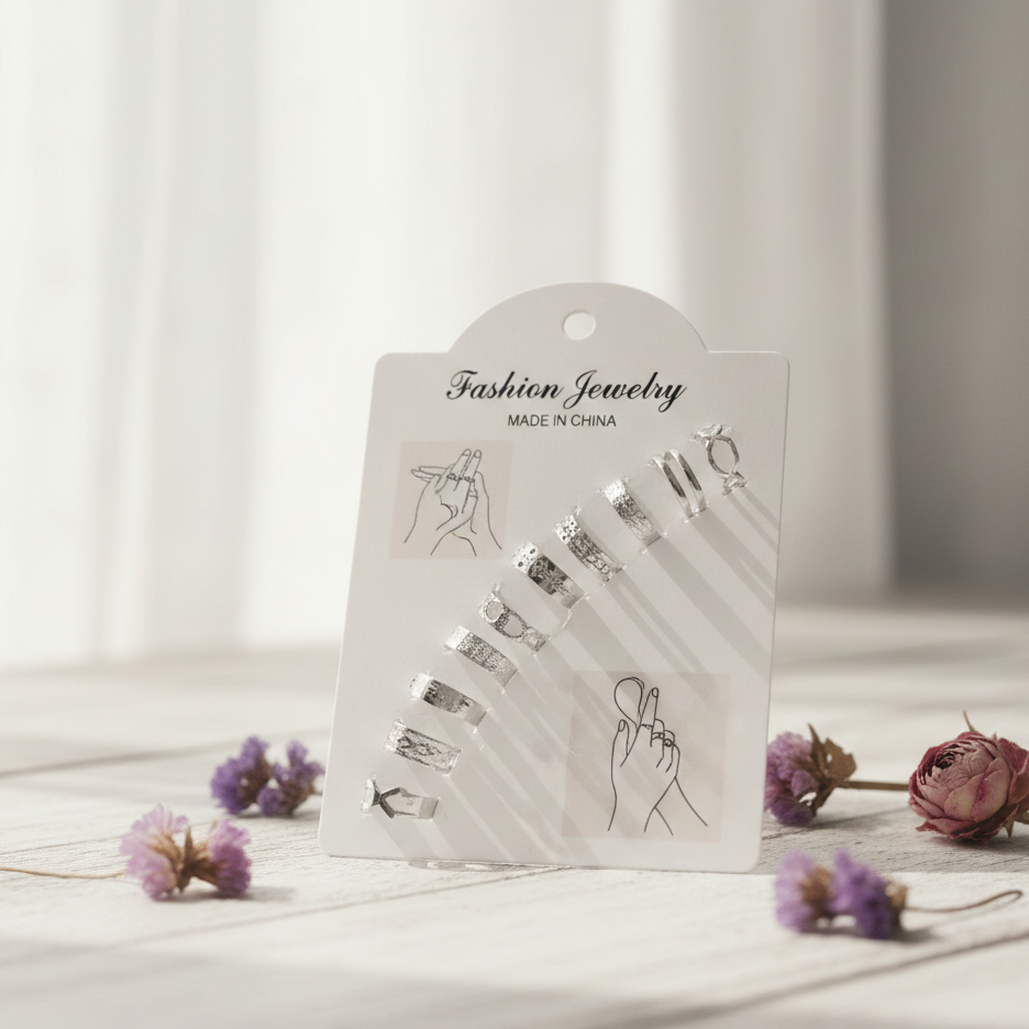 10 Pcs Fashion Alloy Rings Set for Women & Girls | Adjustable Stackable Jewelry Collection